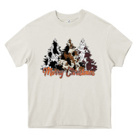Cream merry christmas cowhide trees Heavy Core Tee - CowhideDigitalArt