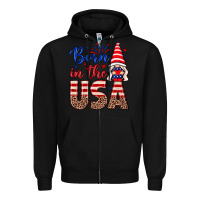 Black Born in the USA gnome Zipper Hoodie - Neo Western