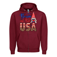 Burgundy Born in the USA gnome Zipper Hoodie - Neo Western