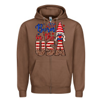 Chestnut Born in the USA gnome Zipper Hoodie - Neo Western