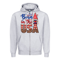 Heather Grey Born in the USA gnome Zipper Hoodie - Neo Western