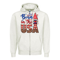 Oatmeal Heather Born in the USA gnome Zipper Hoodie - Neo Western
