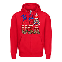 Red Born in the USA gnome Zipper Hoodie - Neo Western