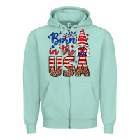 Seafoam Born in the USA gnome Zipper Hoodie - Neo Western