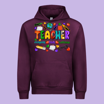 Teacher Crayons Kids Caffeine Urban Hoodie Designed By Nancycooperartshop
