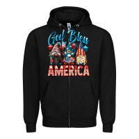 Black God blessed America gnomes 4th of July Zipper Hoodie - CowGirlArtShop