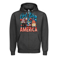 Charcoal Heather God blessed America gnomes 4th of July Zipper Hoodie - CowGirlArtShop