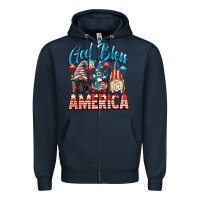 Navy God blessed America gnomes 4th of July Zipper Hoodie - CowGirlArtShop
