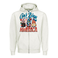 Oatmeal Heather God blessed America gnomes 4th of July Zipper Hoodie - CowGirlArtShop