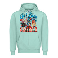Seafoam God blessed America gnomes 4th of July Zipper Hoodie - CowGirlArtShop
