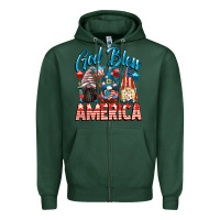 Sports Green God blessed America gnomes 4th of July Zipper Hoodie - CowGirlArtShop