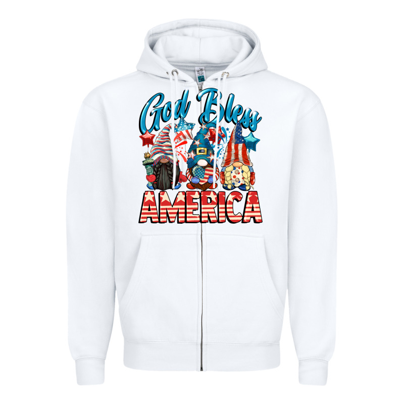 God Blessed America Gnomes 4th Of July Zipper Hoodie by CowGirlArtShop | Teevron