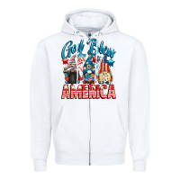White God blessed America gnomes 4th of July Zipper Hoodie - CowGirlArtShop
