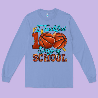 I Tackled 100days Of School Basketball Long Sleeve Tee Designed By Texasbilliewilder