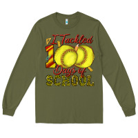 Army Green i tackled 100days of school softball Long Sleeve Tee - texasbilliewilder