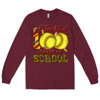 Burgundy i tackled 100days of school softball Long Sleeve Tee - texasbilliewilder