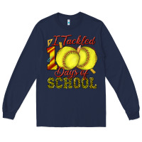 Navy i tackled 100days of school softball Long Sleeve Tee - texasbilliewilder