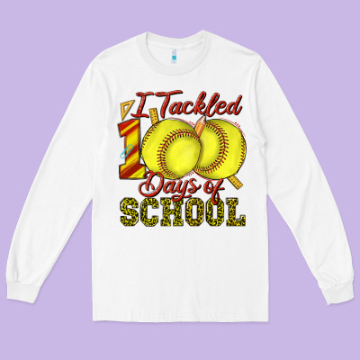 I Tackled 100days Of School Softball Long Sleeve Tee Designed By Texasbilliewilder