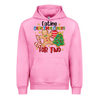 Fuchsia Pink eating christmas cookies for two Urban Hoodie - MaliasSmallBusiness