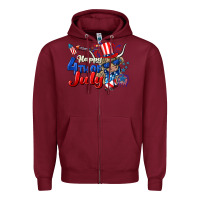 Burgundy Happy 4th of July cow Zipper Hoodie - CowGirlArtShop