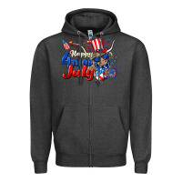 Charcoal Heather Happy 4th of July cow Zipper Hoodie - CowGirlArtShop