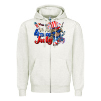 Oatmeal Heather Happy 4th of July cow Zipper Hoodie - CowGirlArtShop