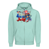 Seafoam Happy 4th of July cow Zipper Hoodie - CowGirlArtShop