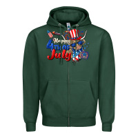 Sports Green Happy 4th of July cow Zipper Hoodie - CowGirlArtShop