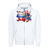 White Happy 4th of July cow Zipper Hoodie - CowGirlArtShop
