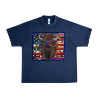 Navy bison with american flag Urban Heavy Tee - RanaPortraitStore