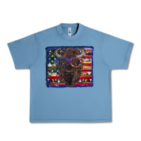Pebble Blue bison with american flag Urban Heavy Tee - RanaPortraitStore