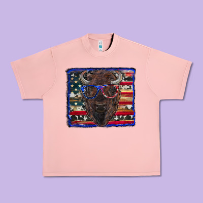 Urban Heavy Tee bison with american flag