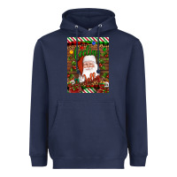 Navy Christmas Feeling Jolly Santa Heavyweight Hoodie - Artiststas