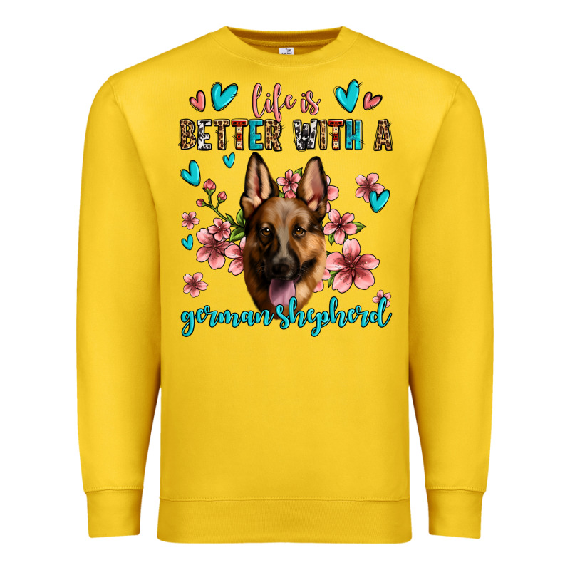 Life Is Better With A German Shepherd Premium Sweatshirt by Jasminsmagicworld | Teevron