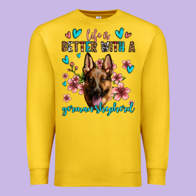 Life Is Better With A German Shepherd Premium Sweatshirt Designed By Jasminsmagicworld