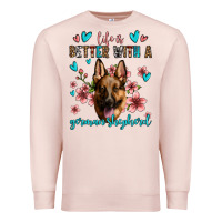 Pale Pink life is better with a german shepherd Premium Sweatshirt - Jasminsmagicworld