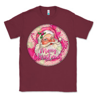 Burgundy Pink Merry Christmas Santa Classic Tee - FaDigitalArtStudio