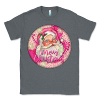 Charcoal Heather Pink Merry Christmas Santa Classic Tee - FaDigitalArtStudio