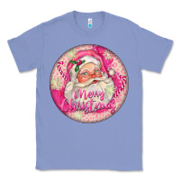 Colony Blue Pink Merry Christmas Santa Classic Tee - FaDigitalArtStudio