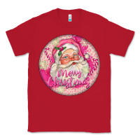 Red Pink Merry Christmas Santa Classic Tee - FaDigitalArtStudio