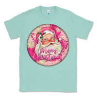 Seafoam Pink Merry Christmas Santa Classic Tee - FaDigitalArtStudio