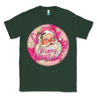 Sports Green Pink Merry Christmas Santa Classic Tee - FaDigitalArtStudio