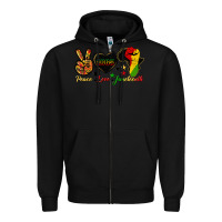 Black peace love juneteenth raised fist Zipper Hoodie - HRA Design Shop