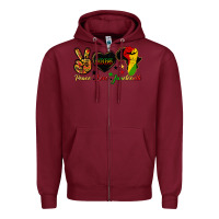 Burgundy peace love juneteenth raised fist Zipper Hoodie - HRA Design Shop