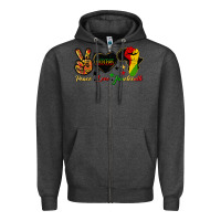 Charcoal Heather peace love juneteenth raised fist Zipper Hoodie - HRA Design Shop
