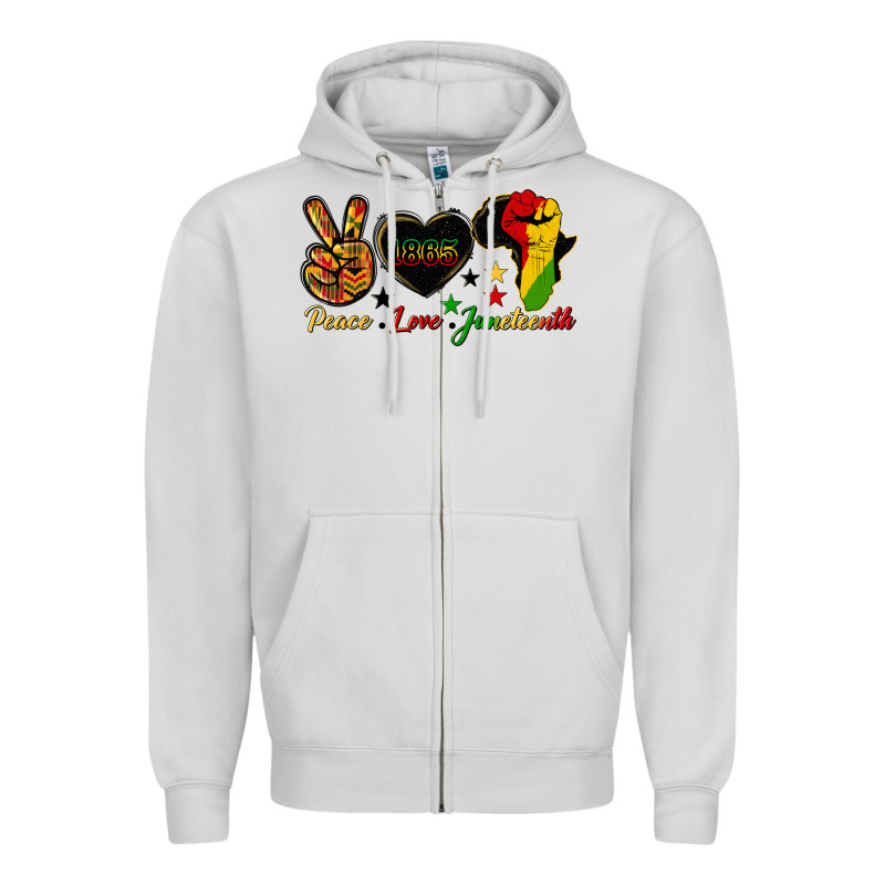 Peace Love Juneteenth Raised Fist Zipper Hoodie by HRA Design Shop | Teevron