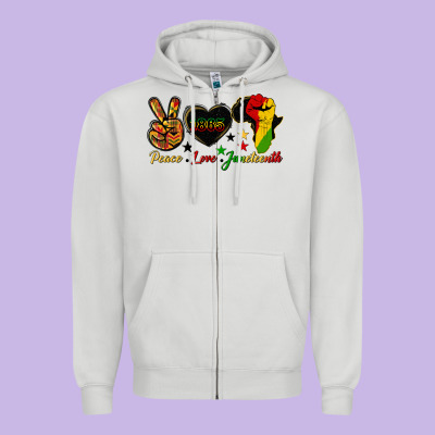 Peace Love Juneteenth Raised Fist Zipper Hoodie Designed By Hra Design Shop