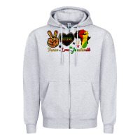 Heather Grey peace love juneteenth raised fist Zipper Hoodie - HRA Design Shop