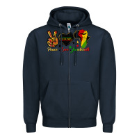 Navy peace love juneteenth raised fist Zipper Hoodie - HRA Design Shop