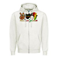 Oatmeal Heather peace love juneteenth raised fist Zipper Hoodie - HRA Design Shop